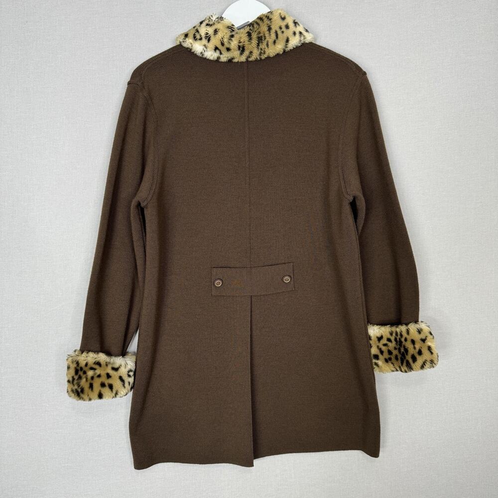 Vintage Pubbliche Relazioni Jacket Women Medium Wool Leopard Faux Fur Trim Retro - Picture 6 of 14